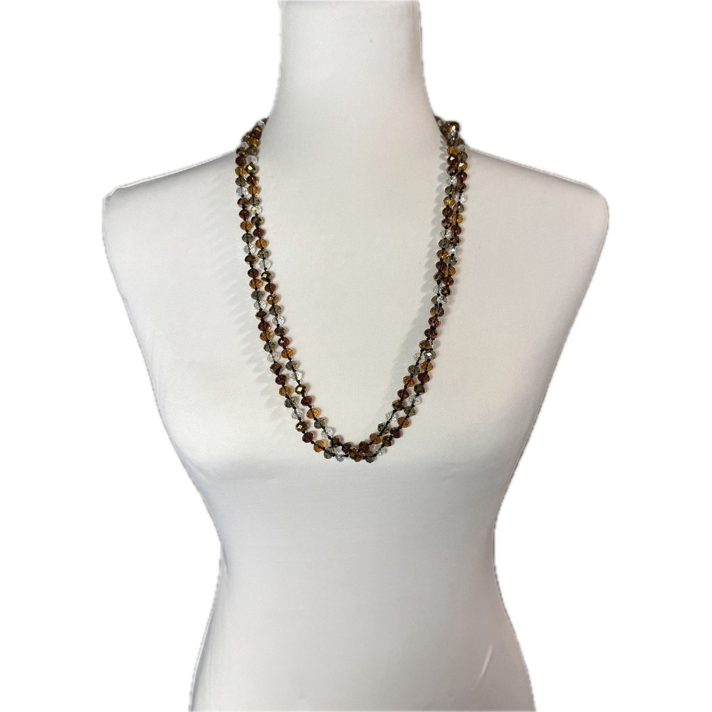 Joan Rivers Beaded Crystal Flapper Necklace 60" Long Adjustable Fall Colors AB - Picture 4 of 7